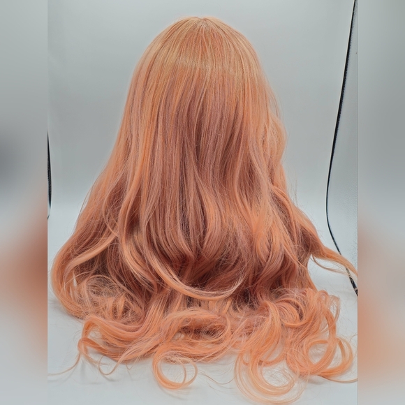 Uniwigs Coral Doll Pastel Coral Pink Long Wavy Synthetic Lace Front Wig - Picture 7 of 11